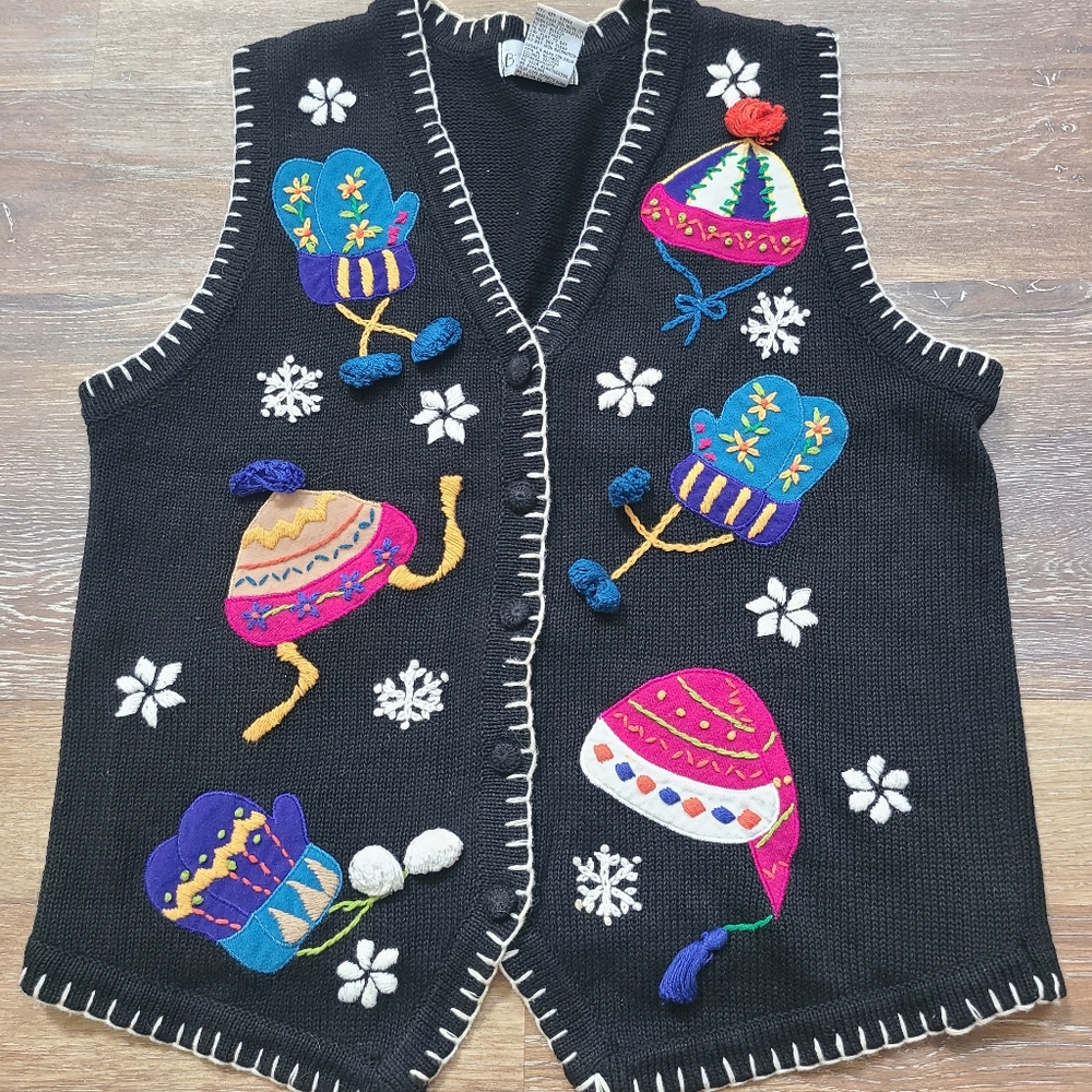 B.P. Design Vintage Christmas Vest Womens Size Med